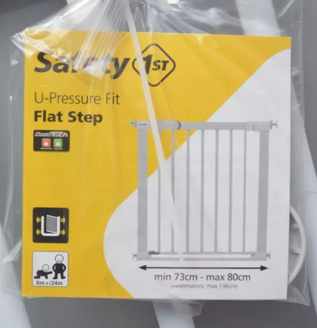 Safety 1st Flat Step Treppenschutzgitter ohne Bohren 73-80 cm Türgitter Weiß Neu 2
