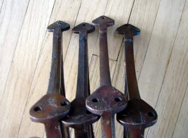 4 Curtain Rods Antique Vintage Cast Metal Hook Copper Arm Wall Attachments 6