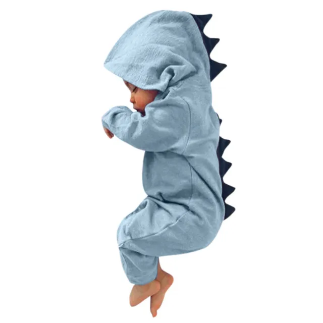 Newborn Infant Baby Boy Girl Dinosaur Hooded Romper Jumpsuit Outfits Clothes