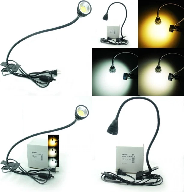QUANS 5W 3 Colors LED COB Clip on Light Black 19.68 INCH 50 CM Tube