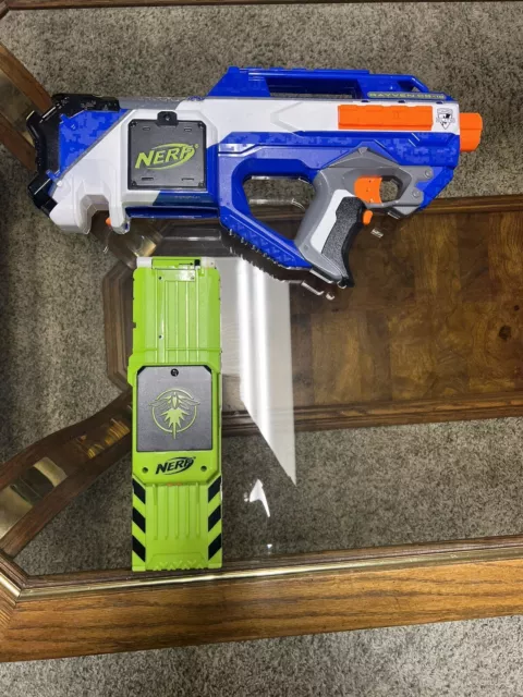 RARE Nerf Rayven CS-18 Blue N-Strike Elite Dart Gun Rare-With ALL BULLETS-Works!