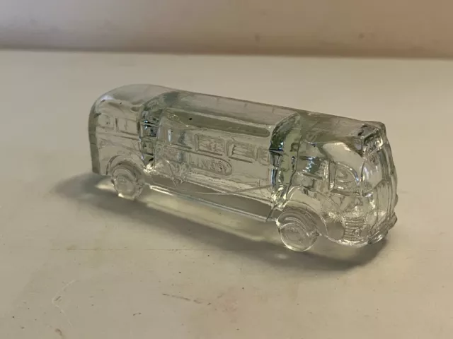 Vintage 1940'S Glass Victory Lines Liner Bus Candy Container