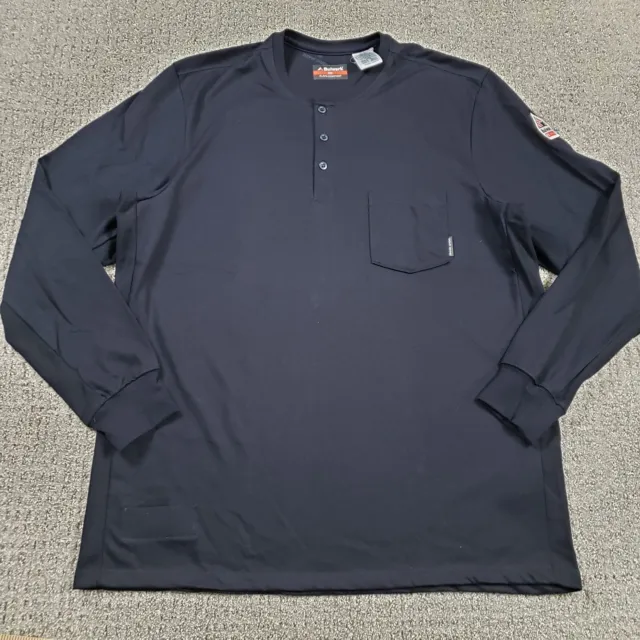 BULWARK FR Shirt Mens XL Black Long Sleeve Flame Resistant Workwear Pocket tee
