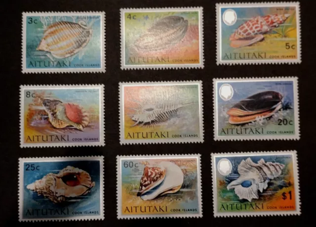 1974 Aitutaki- Cooks Island Postage Stamps Full Set. Seashells QE 2 3