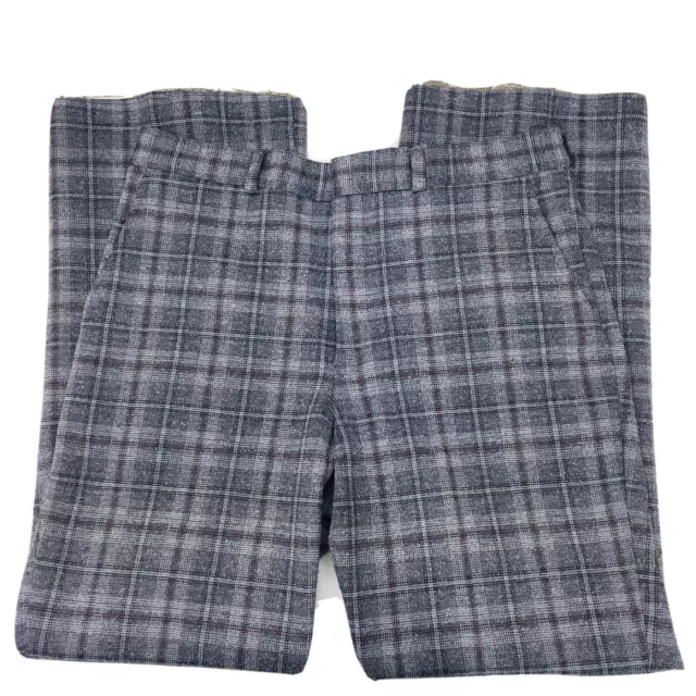 VTG‼ Sears KINGS ROAD Sz 36 Perma-Prest Gray w/ Red Plaid Knit Pants • VGUC‼
