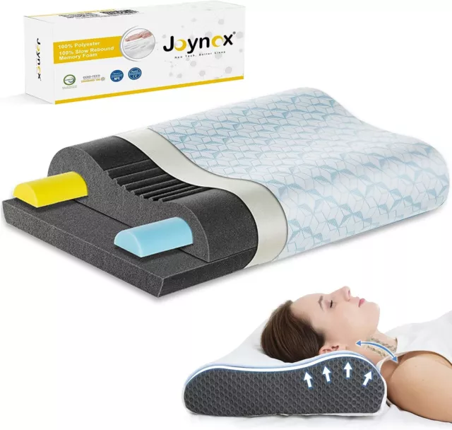 Memory Foam Pillow, Adjustable Contour Pillow for Neck Pain & Orthopedic Support