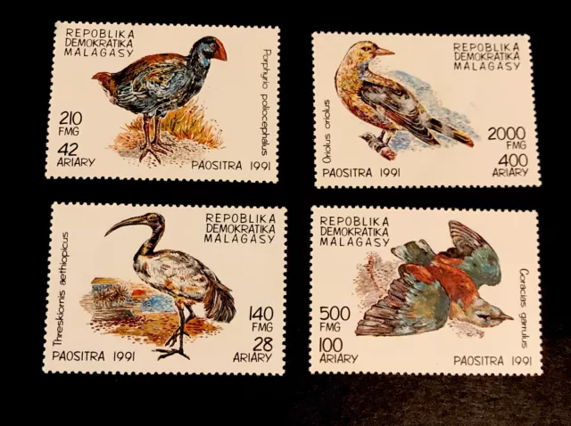 stamps malagasy birds  paositra 1991 mint stamp lot