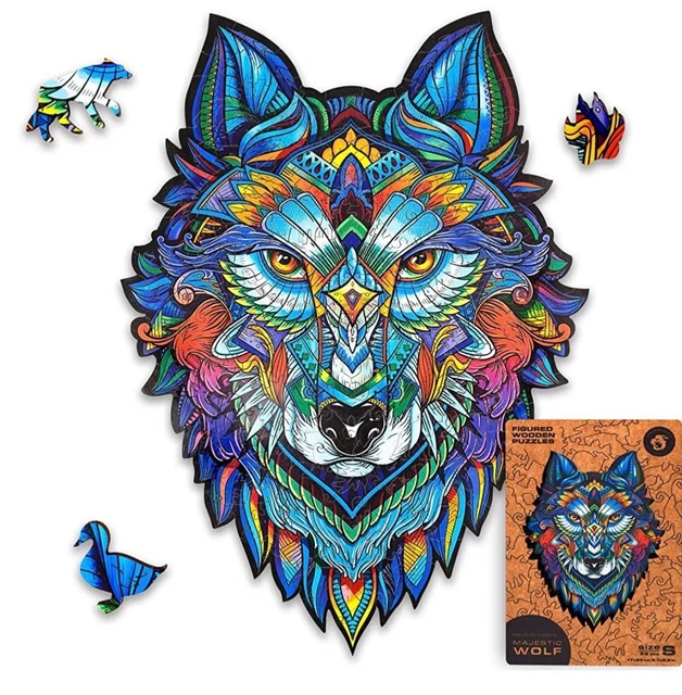 Unidragon Majestic Wolf 99 Piece Wooden Jigsaw Puzzle - Brand New