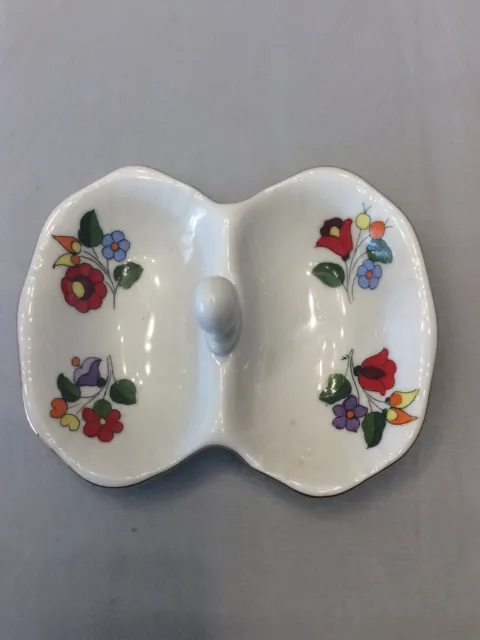 Kalocsa Handpainted Porcelain Floral Design Pin Dish Ashtray Made in Hungary New