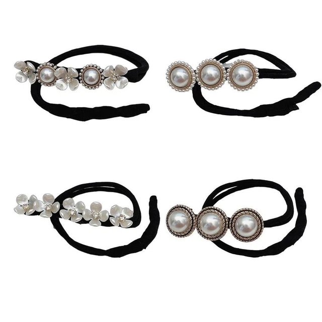 Fashion Flower Pearl Hairpin Bun Maker Twist Headband Lazy US Hair Y6J5