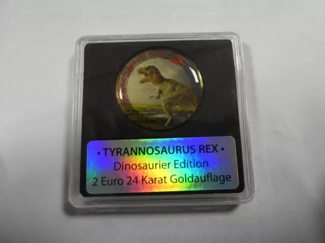 2 Euro, Tyrannosaurus Rex, Dinosaurier Edition, 24 Kt. vergoldet
