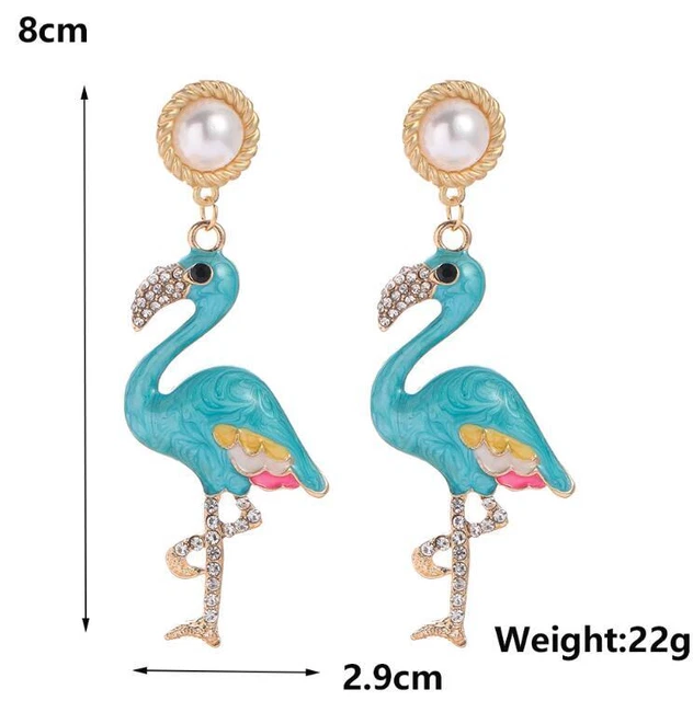 Betsey Johnson rare Rhinestone Blue glaze Pearl bird drop earrings Fashion Jewel 2