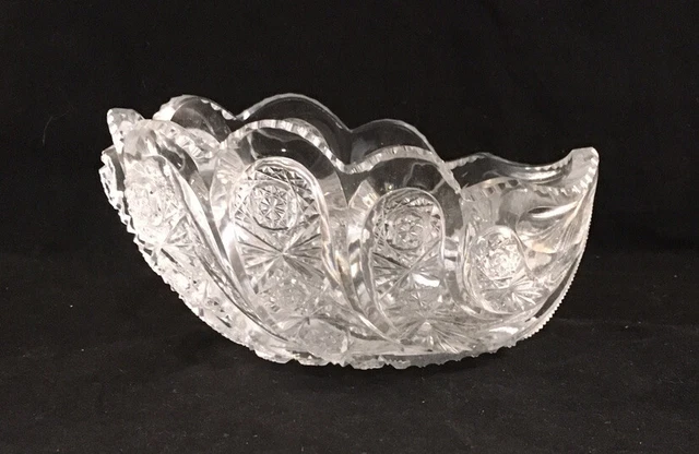 Antique American Brilliant Period Cut Glass Signed Hawkes Shell Shaped Bon-Bon