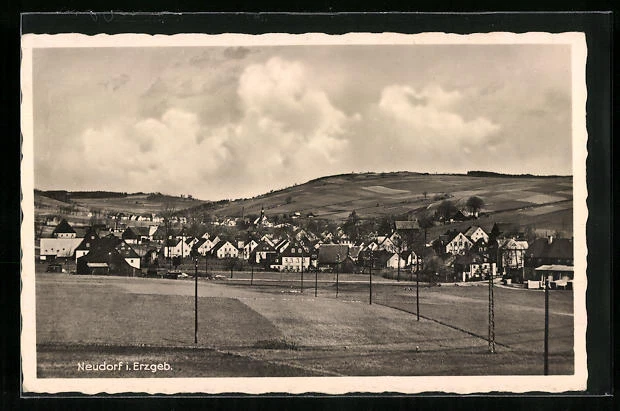 AK Neudorf /Erzgeb., Panorama mit Hügellandschaft 1941
