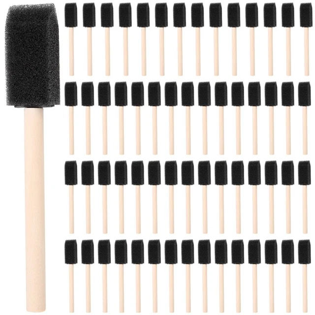 60Pcs Small Foam Paint Brush Sponge Foam Brush Painting Set Wood Handle 1 I V5Z4