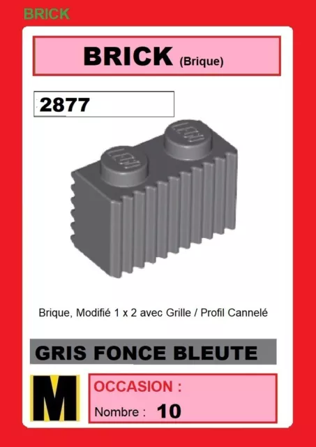 LEGO Bleu sable Brique 1 x 2 avec Grille (2877)