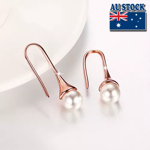 18K Rose Gold Filled Earrings With Pearl