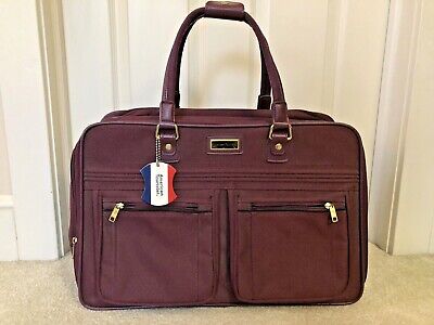 VTG AMERICAN TOURISTER Burgundy Carry On Travel Bag w/ Classic Luggage Tag VG