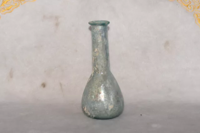 Large Intact Ancient Roman Glass Bottle with Iridescent Patina C. 1st Century AD 3