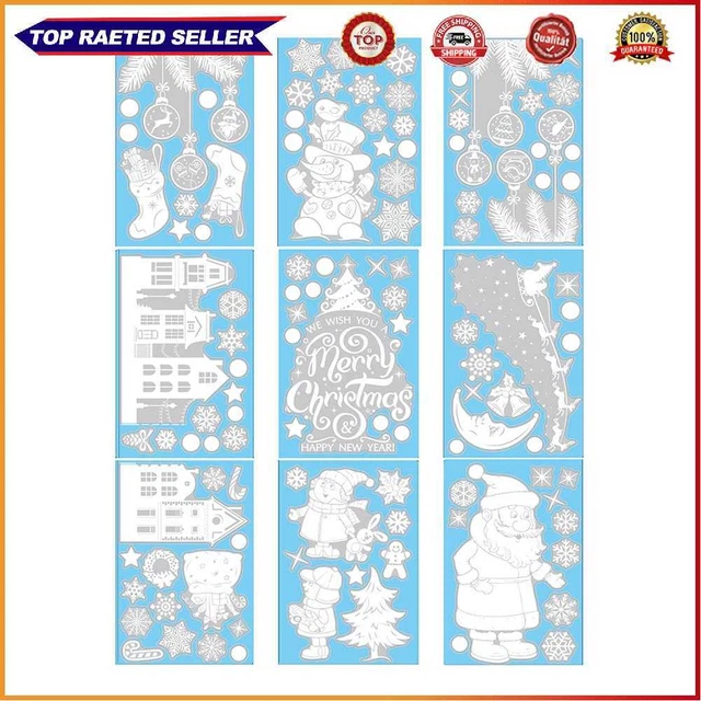 9pcs Christmas Electrostatic Stickers Tearable Window Clings for Home Decoration