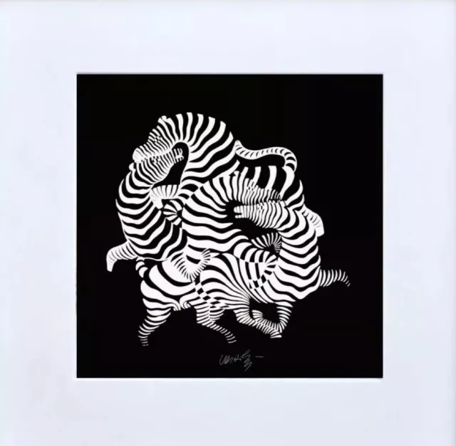 2pc Victor Vasarely Zebra Art Collection Set  Hungarian-french Artist