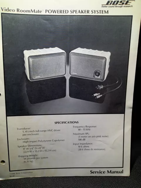 BOSE RoomMate Powered Speaker System  Service Manual Original