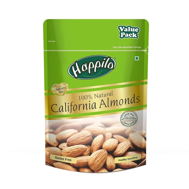 Happilo Premium Mandorle Della California 1Kg Value Pack Pouch/Boost...