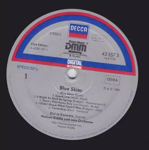 Kiri*, Nelson Riddle And His Orchestra - LP Album Club Vinyl Scha