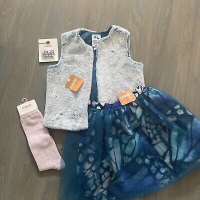 NWT Gymboree girl SPRING FALL 4-piece butterfly tulle skirt faux fur vest 5 6