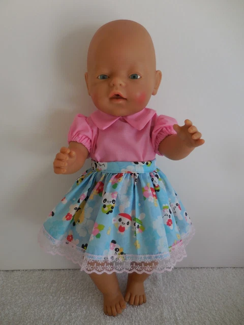 DOLLS CLOTHES TO FIT 17" BABY BORN SIZE DOLL  2 Piece Skirt & Blouse Set