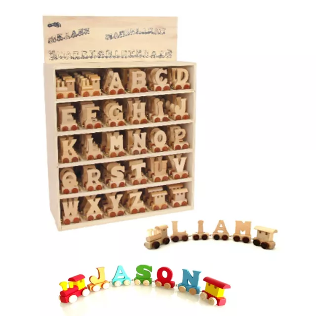Wooden Letters alphabet train for Personalized name train as Christening gift