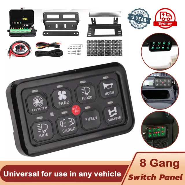 8 Gang Switch Panel Universal Relay Circuit Breaker Control Box Light Bar Switch