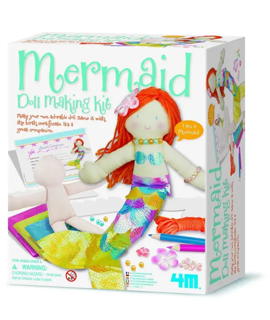 4M Mermaid Doll Making Kit Easy To Make Doll Companion Birth Certificate Incl