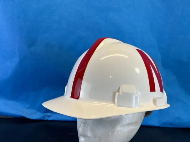 NEBRASKA CORNHUSKERS Hard Hat OSHA Compliant  White/Red  good cond