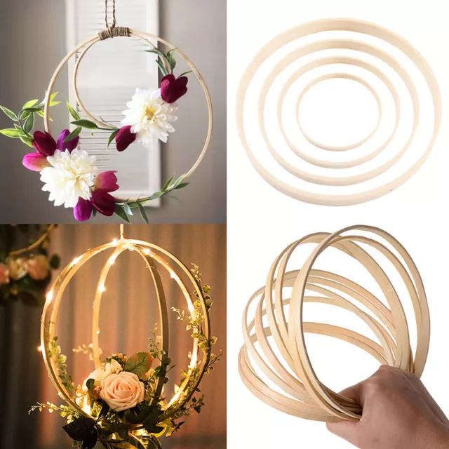 8 - 40.5cm 10PCS Dream Catcher Ring Wooden Bamboo Round Hoop DIY Crafts Tools