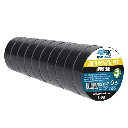 ferrestock fsktpv002 Ruban Isolant Noir 19 mm x 20 m 10 Unité