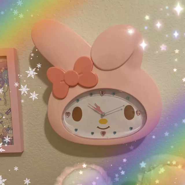 Reloj De Pared My Melody Sanrio Rosa Kawaii Estrás Pastel Hello Kitty Y2K Lolita