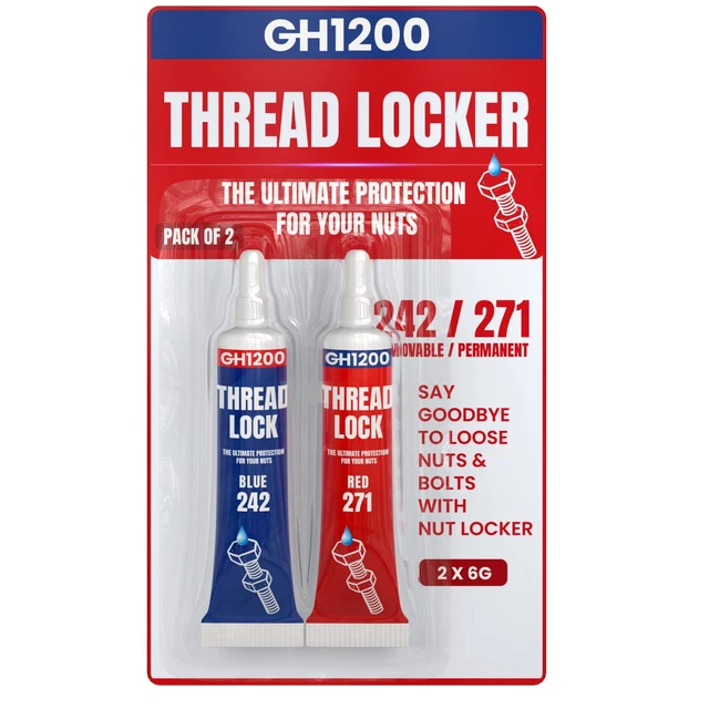 GH1200 2 Pack Thread Lock. 271 and 242Medium and Strong Strength Locktight fo...
