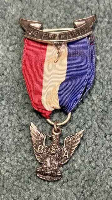 Vintage Eagle Scout Medal Boy Scouts Of America BSA Badge Be Prepared Red Blue
