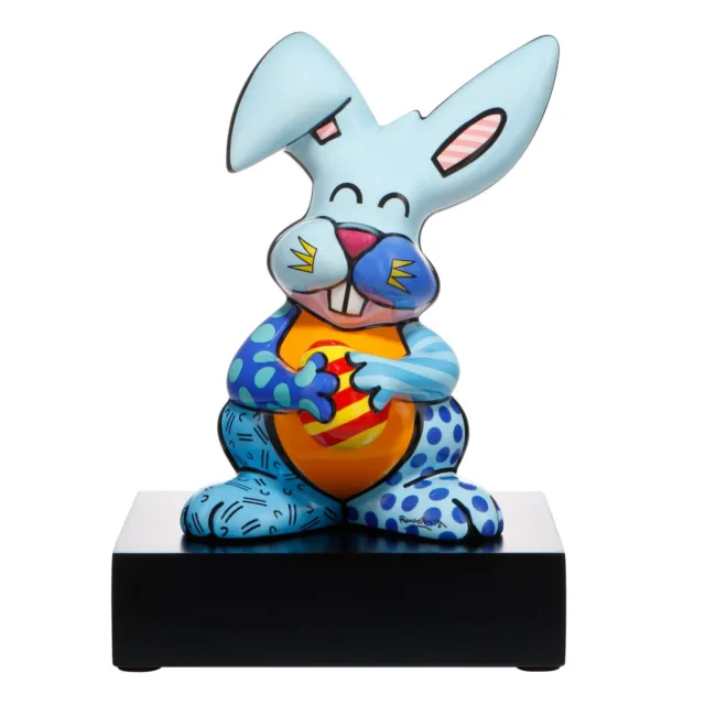 Goebel Figur Romero Britto - Blue Rabbit, Dekofigur Hase Pop Art Porzellan 32 cm