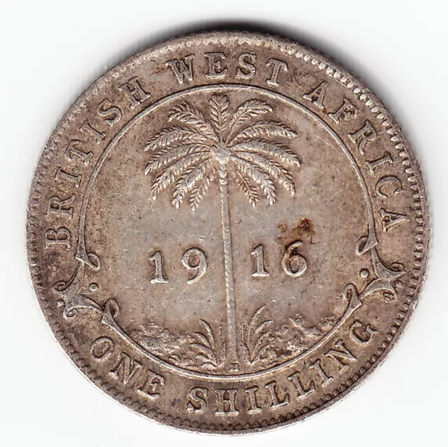 BRITISH WEST AFRICA 1 shilling 1916-H KM12 Ag.925 GV Much above average SCARCE !