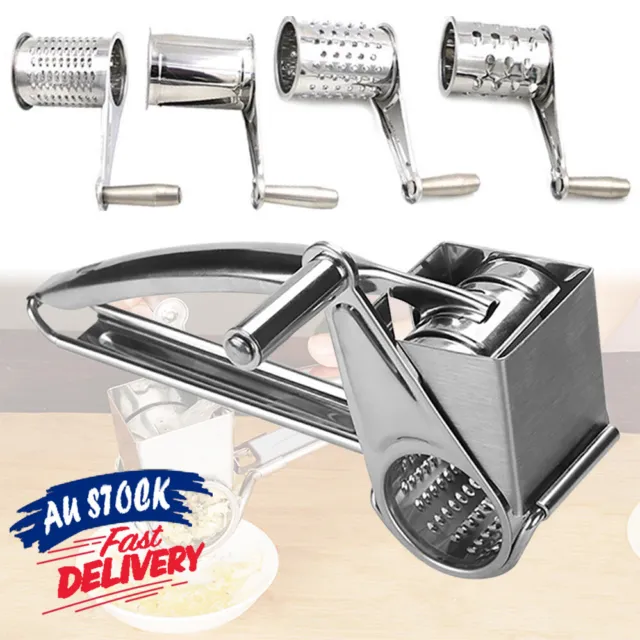 4 Set Hand Rotary Cheese Grater Slicer Stainless Steel Multifunction Cut Held
