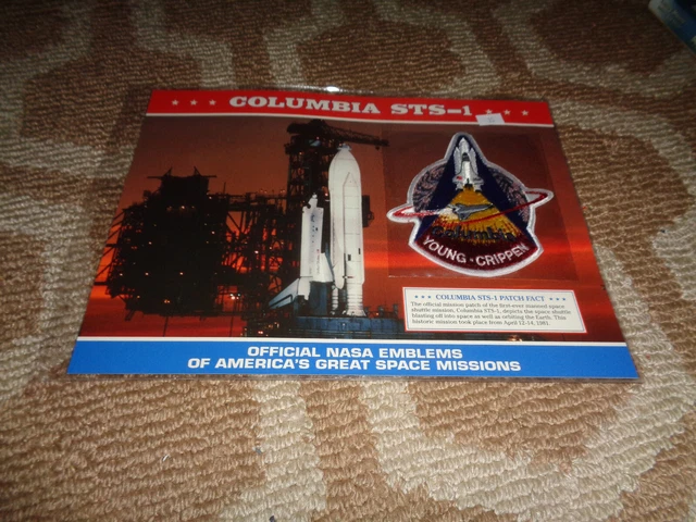 Space Patch w/ Card Columbia STS-1 NASA Astronaut John Young Robert Crippen