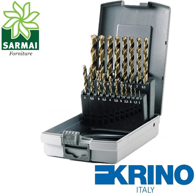 KRINO Serie assortimento 19 punte elicoidali COBALTO 5% rettificate con custodia