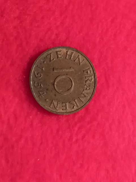 Münze, 10 Franken, Saarland 1954