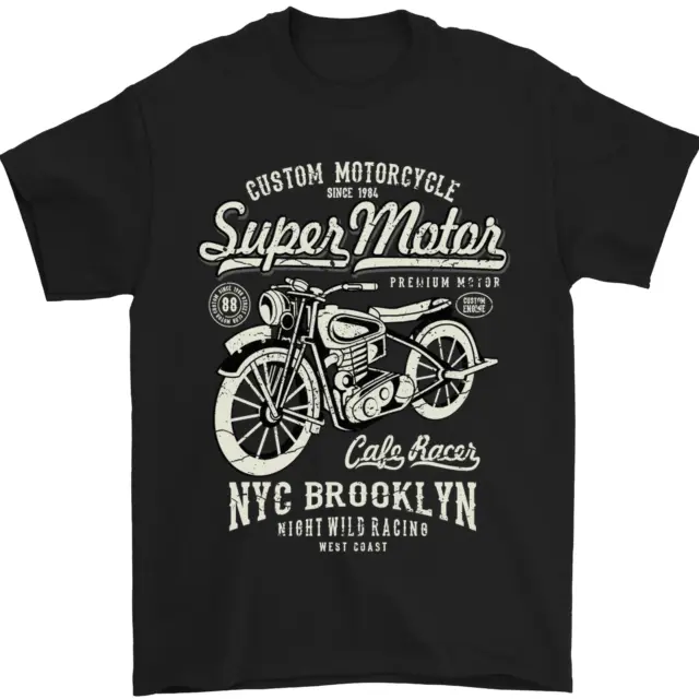 T-shirt da uomo Super Motor Cafe Racer moto biker 100% cotone
