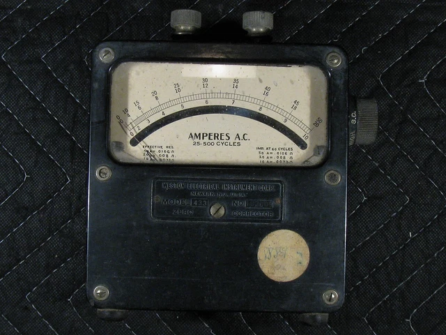 Vintage Weston Electrical Instrument Corp. AC Amperes Meter Model 433