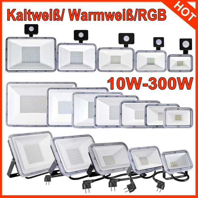 LED Fluter mit Bewegungsmelder/Stecker 10W-300W Außen Strahler Scheinwerfer IP67