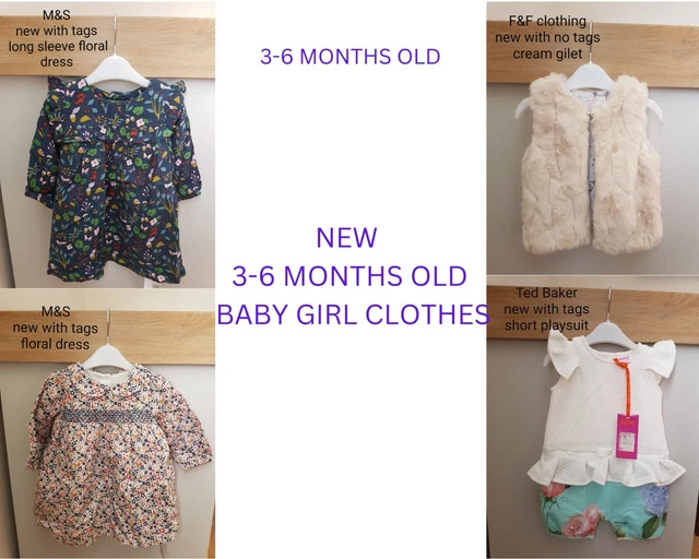 NEW Baby girl Clothes Bundle 3-6 Months 4 Items M&S - Ted Baker - F&F