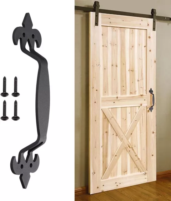 11" Sliding Barn Door Handle Rustic Cast Iron Pull Gate Shed Garage Closet Black